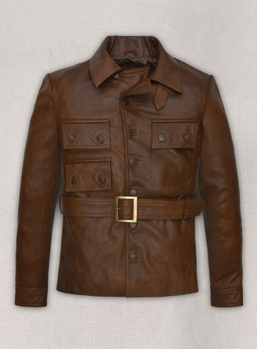 Harris Dickinson The Kingsman Leather Jacket Front