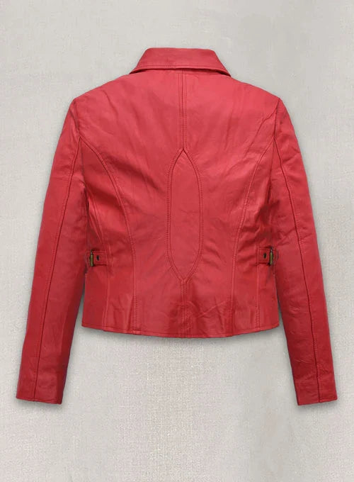 Stylish Soft Tango Red Leather Jacket Worn by Jennifer Lopez in Gigli in France style