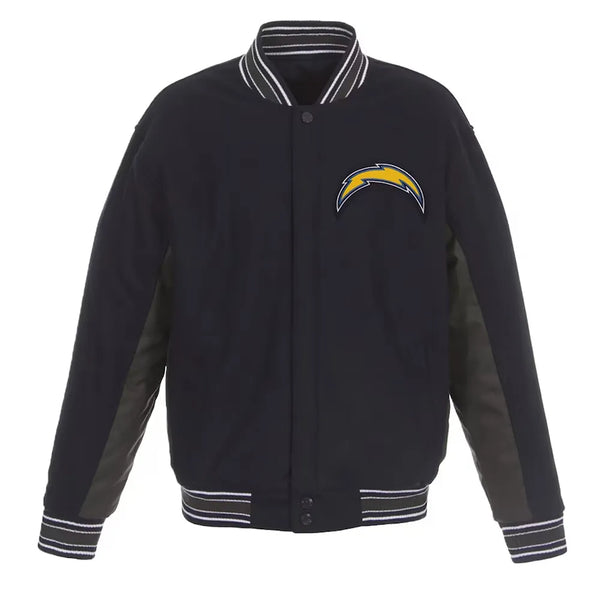 Los Angeles Chargers Navy Wool Full-Snap Jacket Front View in USA