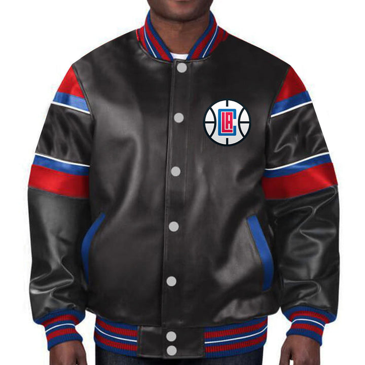 Unisex LA Clippers NBA Leather Jacket, premium quality in American Style