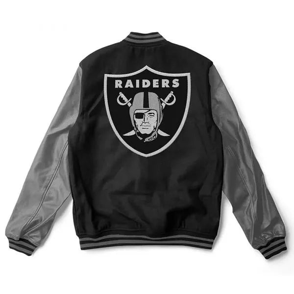 Wool and leather Raiders varsity jacket

