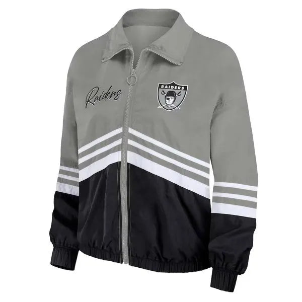 Black and silver Raiders throwback jacket

