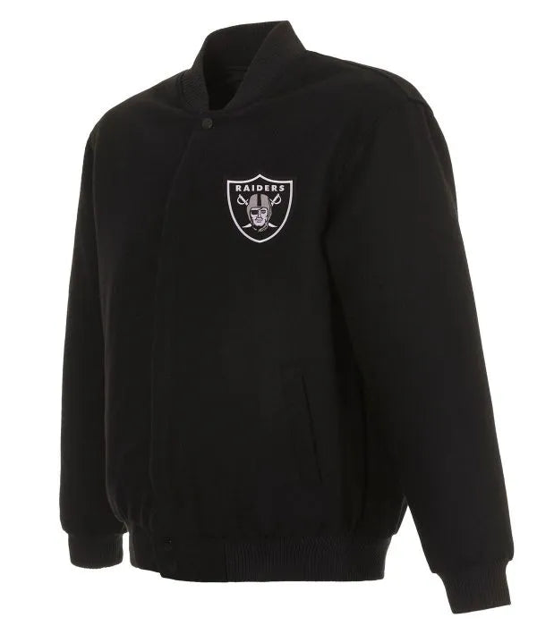 Black wool Las Vegas Raiders bomber jacket

