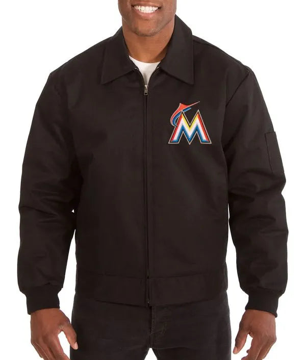 Miami Marlins black cotton workwear jacket

