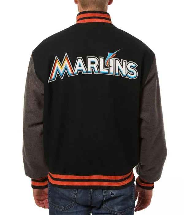 Two-tone Miami Marlins wool jacket for men and women

