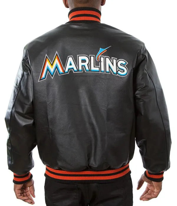 Genuine leather Miami Marlins letterman jacket


