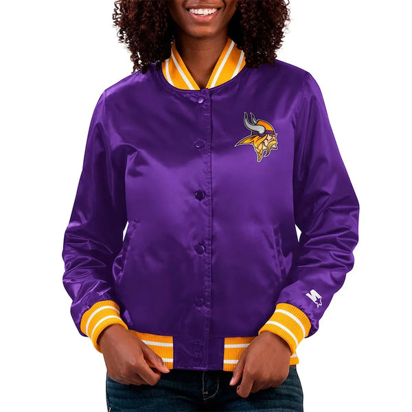 NFL Minnesota Vikings Satin Jacket for Women and Men