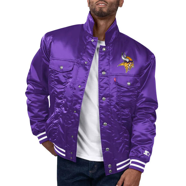 NFL Minnesota Vikings Satin Jacket for Men and Women