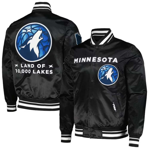 NBA Men's Minnesota Timberwolves Pro Standard Black City Edition Satin Jacket