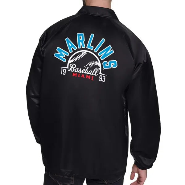 Miami Marlins coaches jacket with snap button closure

