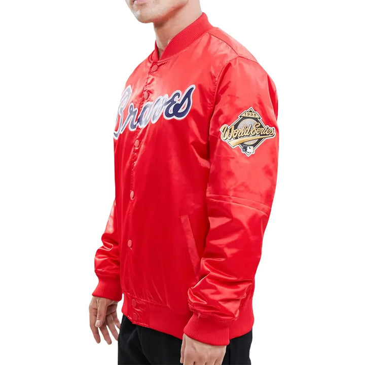 sleeve view Atlanta Braves Satin Jacket: