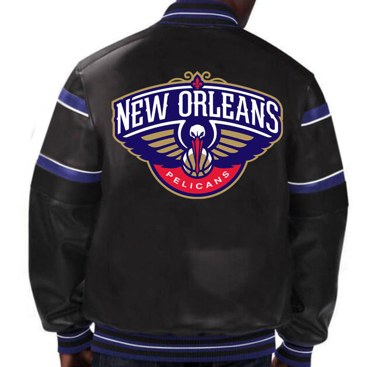 NBA New Orleans Pelicans leather jacket with team logo design for men and women in USA