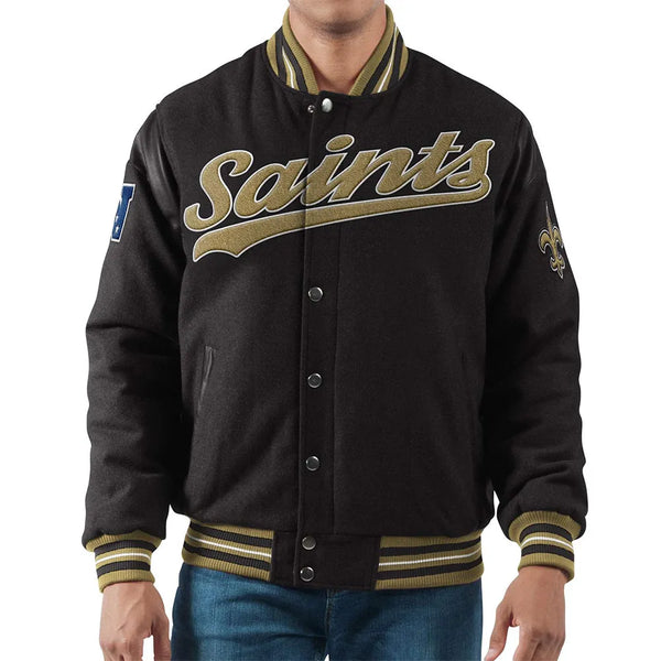 Front View NFL New Orleans Saints Wool Jacket Men and Women