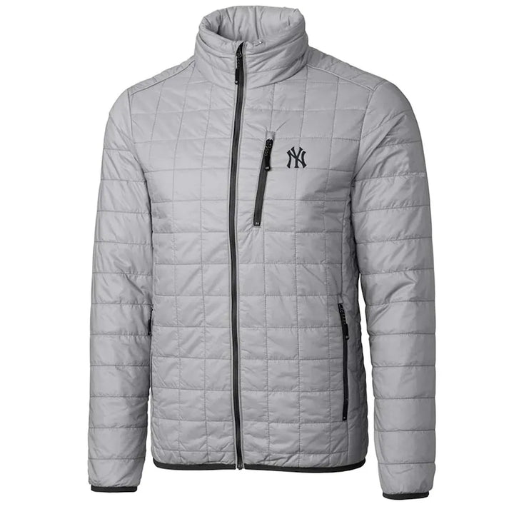 Front View NY Yankees Full-Zip Grey Puffer Jacket