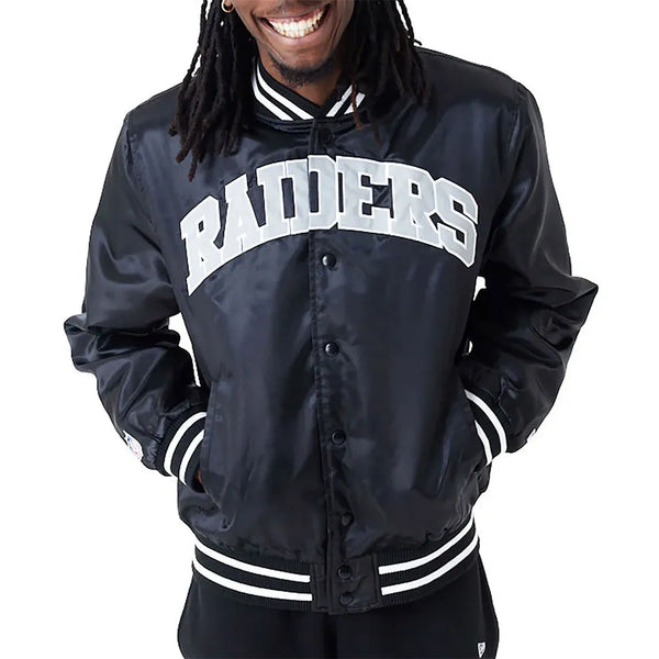 NFL Las Vegas Raiders Black Bomber Satin Jacket