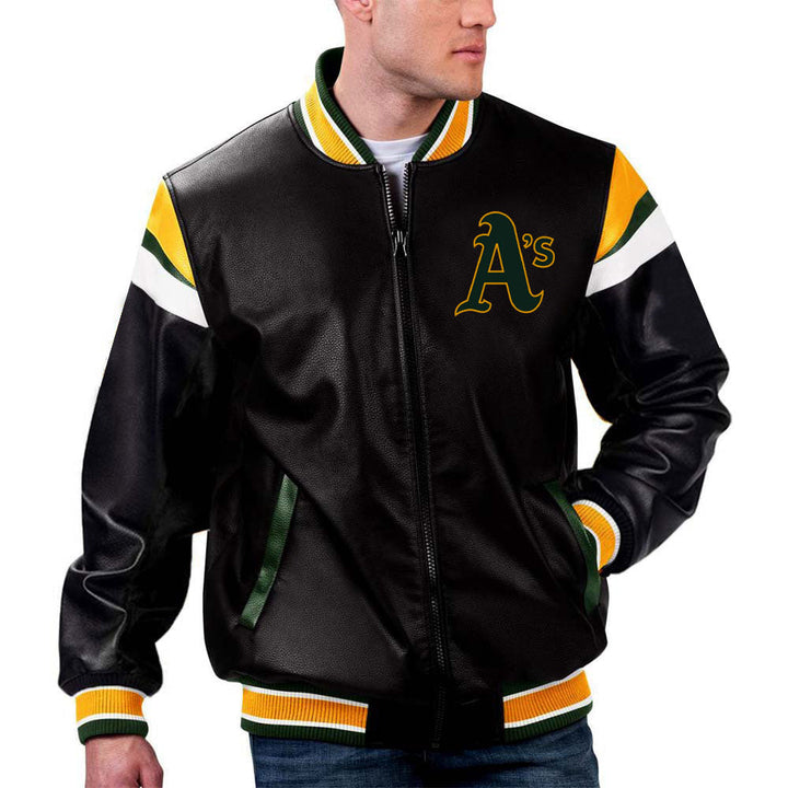 Oakland Athletics leather outerwear in American style