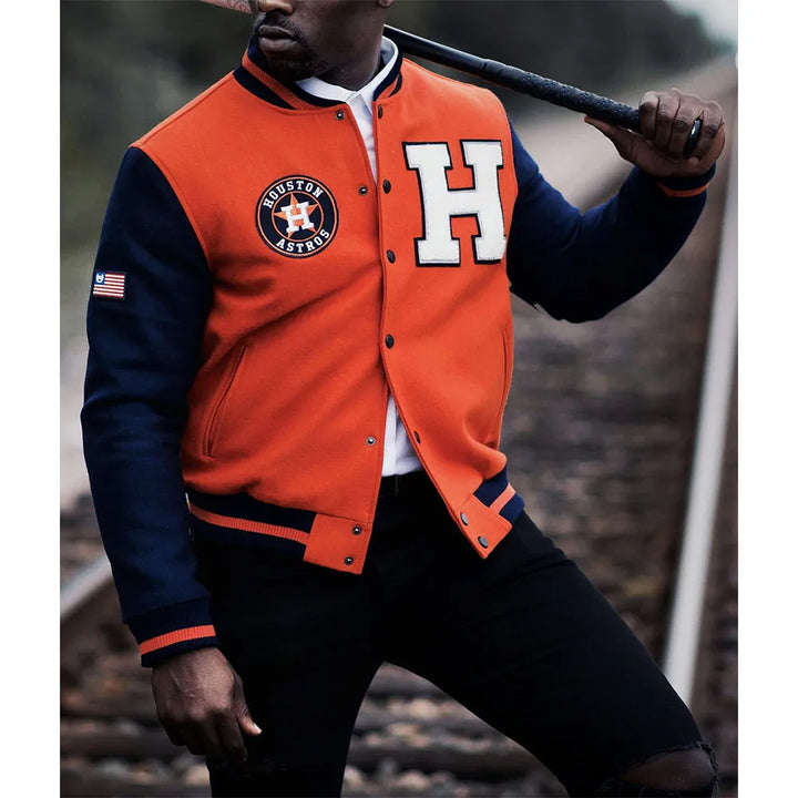 Sleeve View MLB Houston Astros Wool Jacket Men and Women: