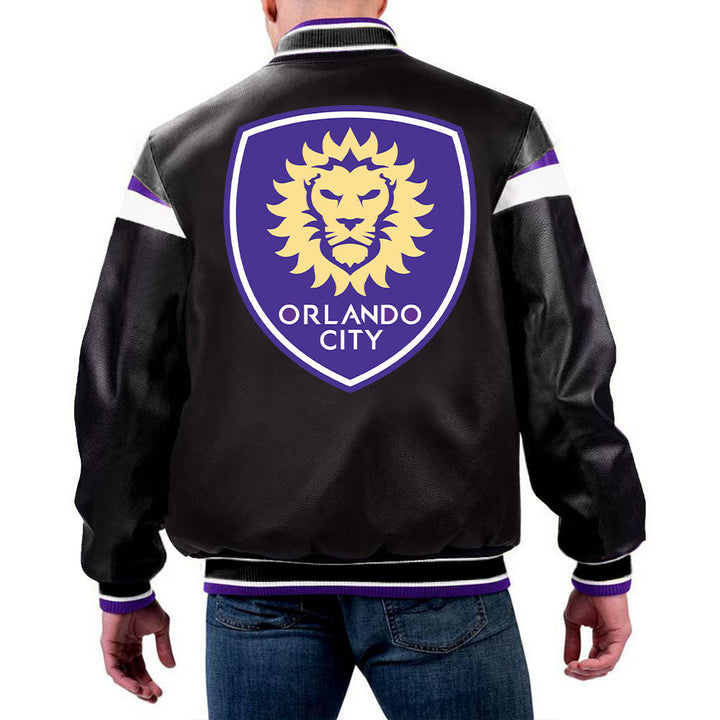 MLS Orlando City SC leather jacket front view in USA