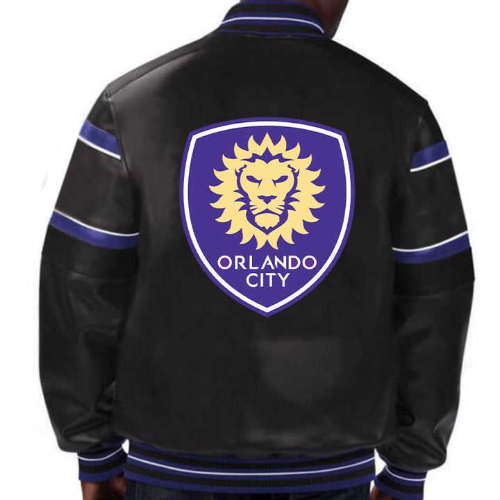 Stylish and durable Orlando City SC leather jacket for soccer fans in American Market