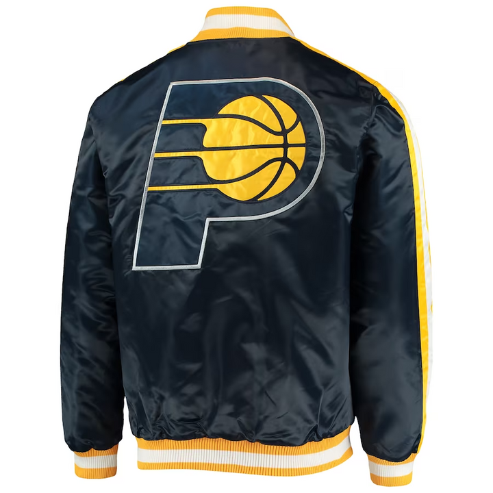 Indiana Pacers Starter Satin Varsity Jacket with full-snap closure in American Style