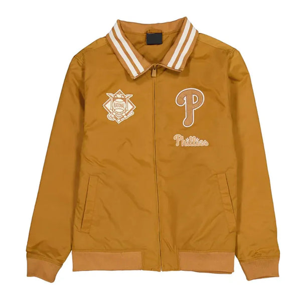 Philadelphia Phillies light bronze logo select jacket front view


