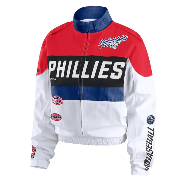 Philadelphia Phillies red and white racing jacket

