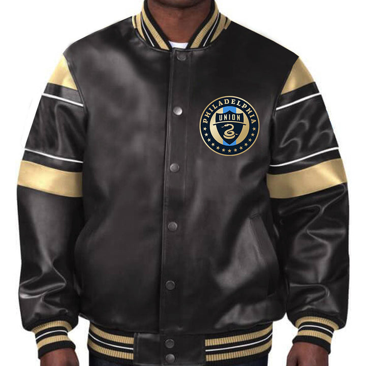 Stylish and durable Philadelphia Union leather jacket for soccer fans in American Style