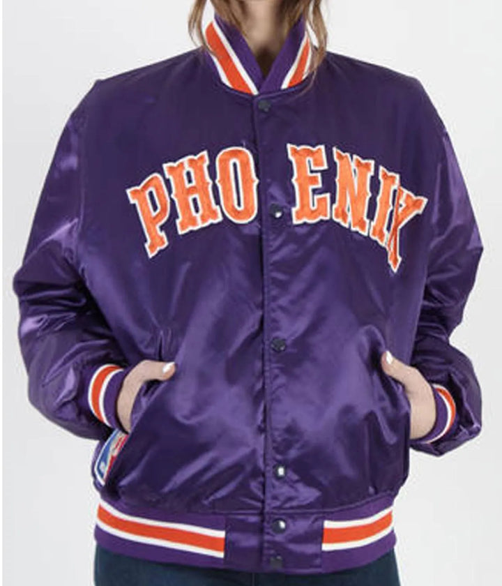 Front View NBA Phoenix Suns Satin Jacket Men and Women