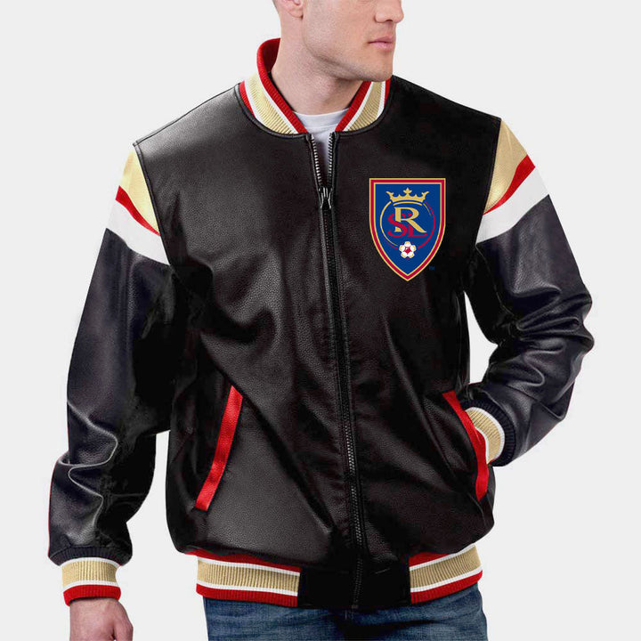 MLS Real Salt Lake leather jacket back view in American style