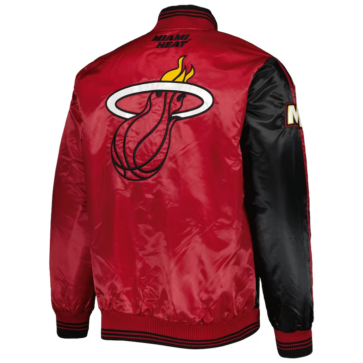 Men's Miami Heat Fast Break full-snap satin jacket in team colors in American Market