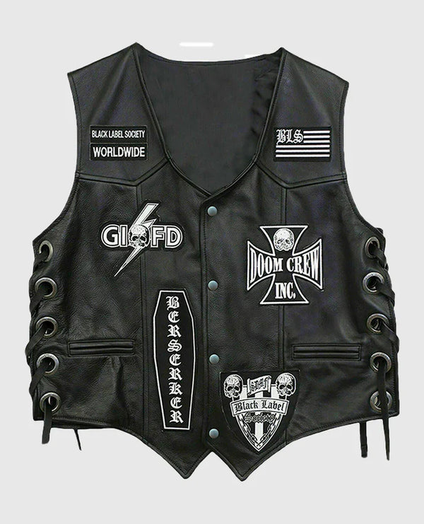 Men's Black Label Society Doom Leather Biker Vest