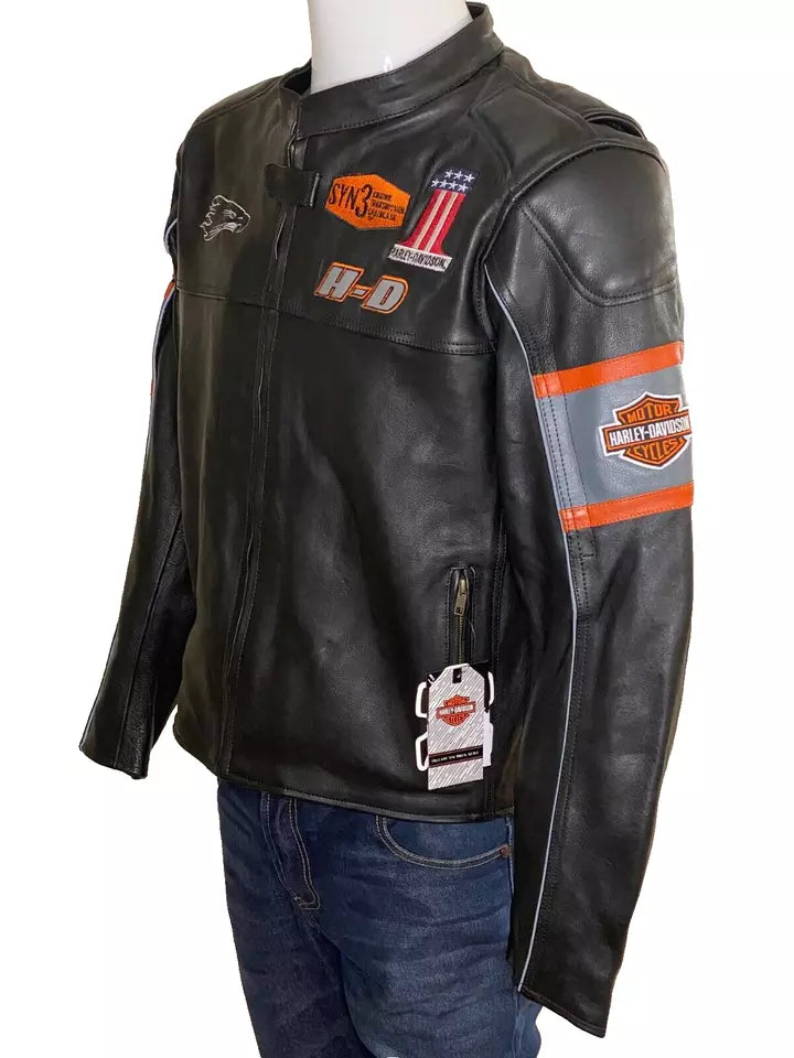 Genuine leather Harley-Davidson motorbike jacket for men – classic riding gear in USA