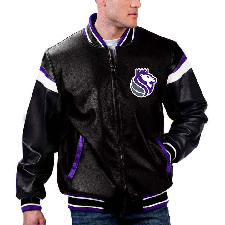 Sacramento Kings NBA Team Leather Jacket by TJS in France style