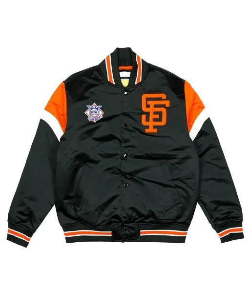 San Francisco Giants black satin varsity jacket

