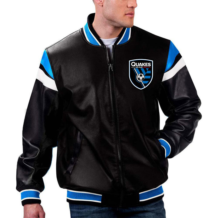 MLS San Jose Earthquakes leather jacket back view in France style