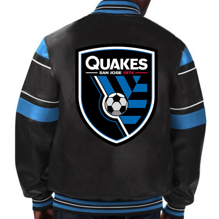 Premium San Jose Earthquakes leather jacket featuring bold team logo in USA