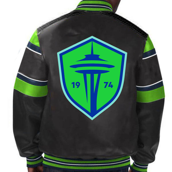 Authentic Seattle Sounders FC leather jacket with team logo in USA