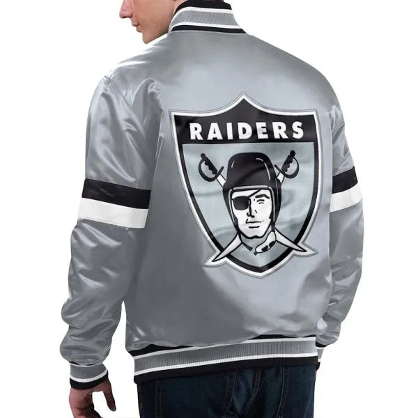 Raiders gridiron silver bomber jacket

