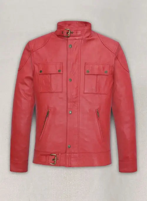 Soft Tango Red Washed & Wax Leather Jacket Inspired by The Expendables in USA
