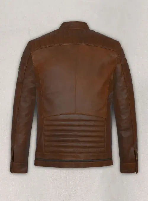 Front View of Men's Spanish Brown Andrew Tate Leather Jacket in France style
