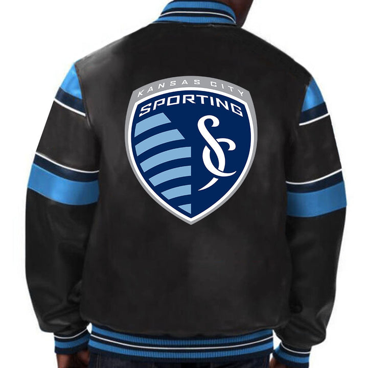 Authentic Sporting Kansas City leather jacket with bold team logo in USA