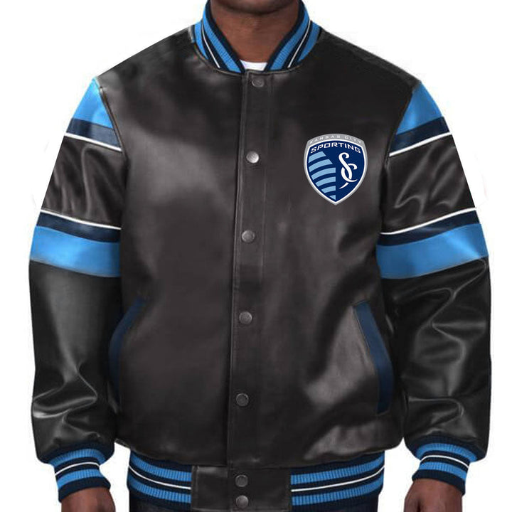 Stylish leather jacket for Sporting Kansas City fans and soccer enthusiasts in France Style