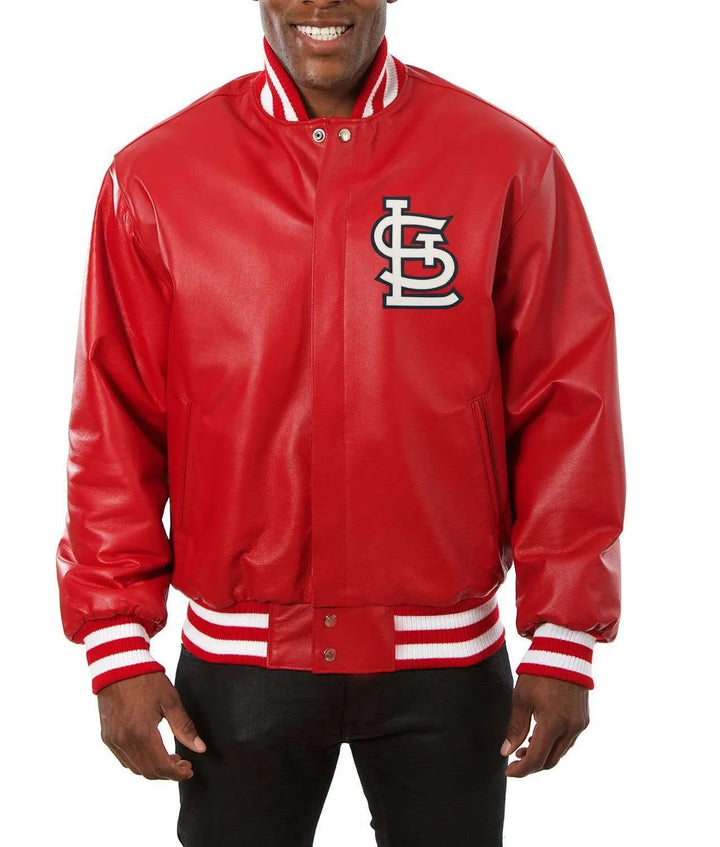 St. Louis Cardinals red leather varsity jacket

