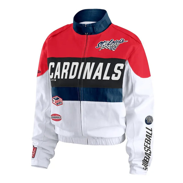 St. Louis Cardinals red white racing jacket

