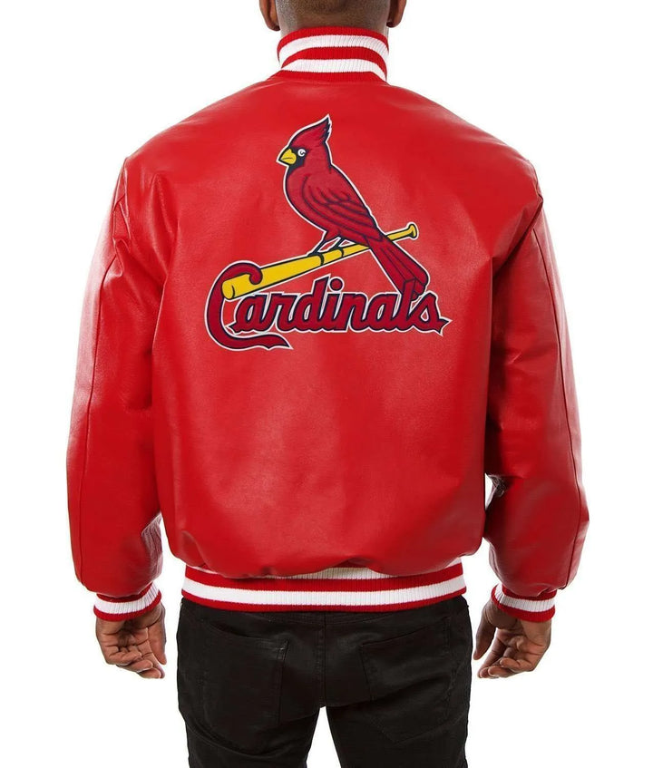 Genuine red leather Cardinals baseball jacket

