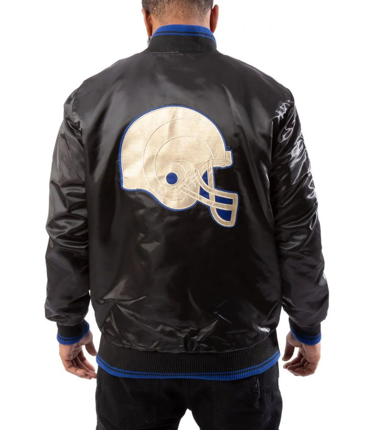 Men's White Satin Jacket - Los Angeles Rams  