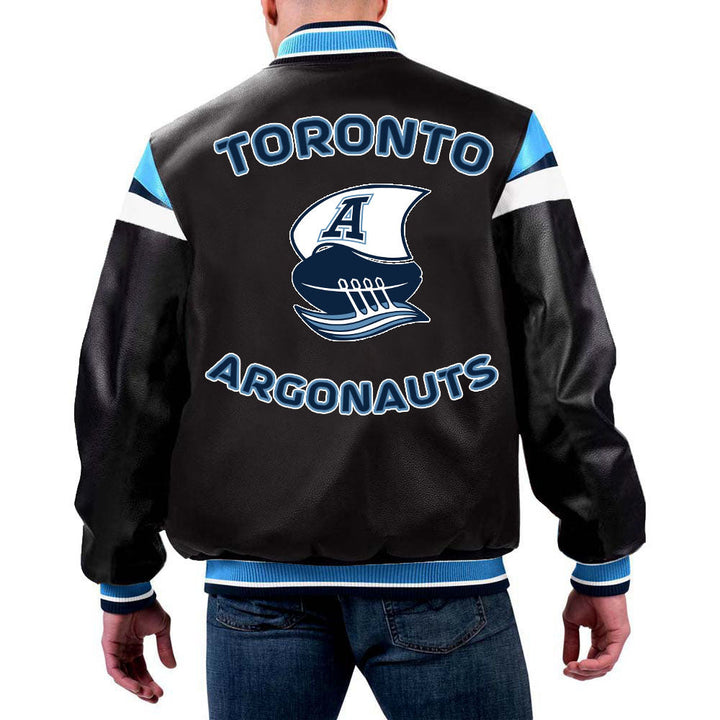 Toronto Argonauts CFL Navy Blue and White Varsity Jacket by The Pricy in USA