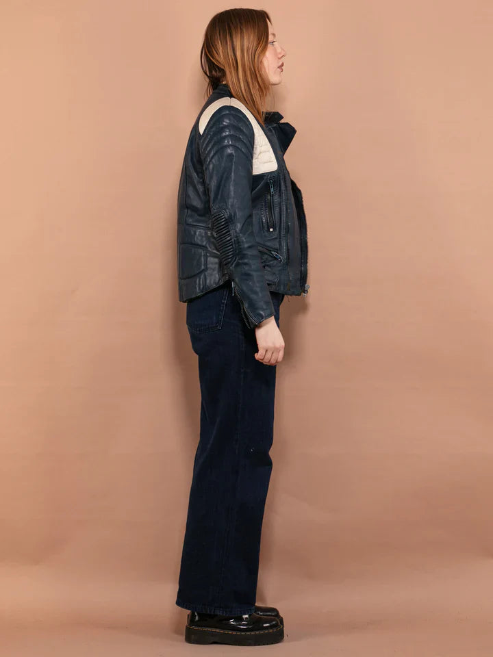 Classic Women's Vintage Motorcycle Jacket in France style