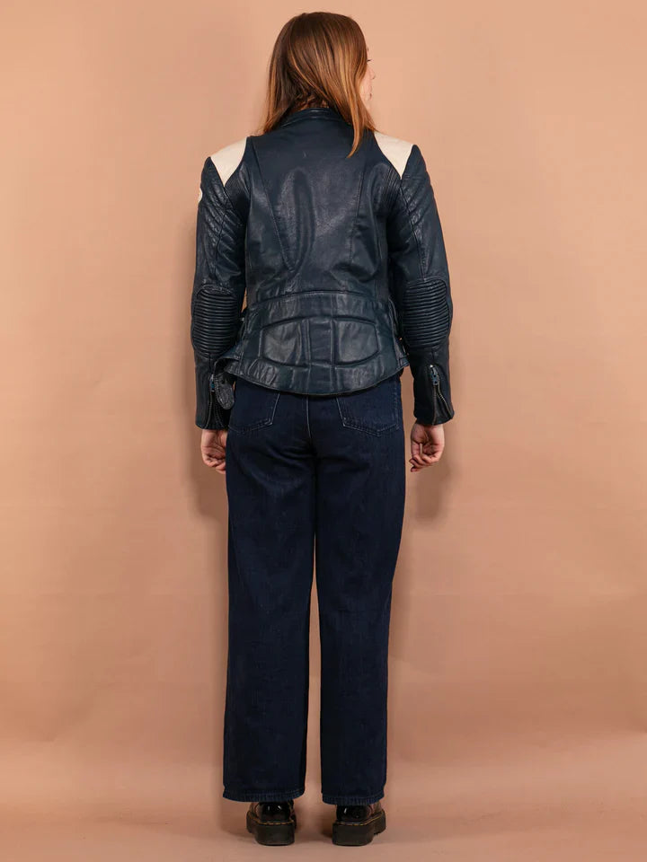 Women's Vintage Leather Motorcycle Jacket in United state market