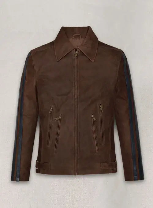 Vintage Brown Grain Leather Jacket Inspired by Robert Pattinson in USA